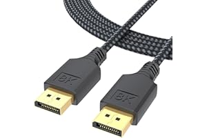 DteeDck DisplayPort Cable 1.4 6Ft, DP Cables Display Port DP Cord 6 Feet (8K@60Hz, 4K@144Hz, 2K@165Hz, 1080P@240Hz, 32.4Gbps) Braided Male to Male Compatible for Computer Monitor PC Gaming Laptop TV