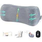 MzGro Back Lumbar Support Cushion for Office Chair - Soft Memory Foam Back Pillow for Back Pain - Bolster Cushion for Long Sitting, Driving, Travel, Bed - Versatile Pillow (Grey)