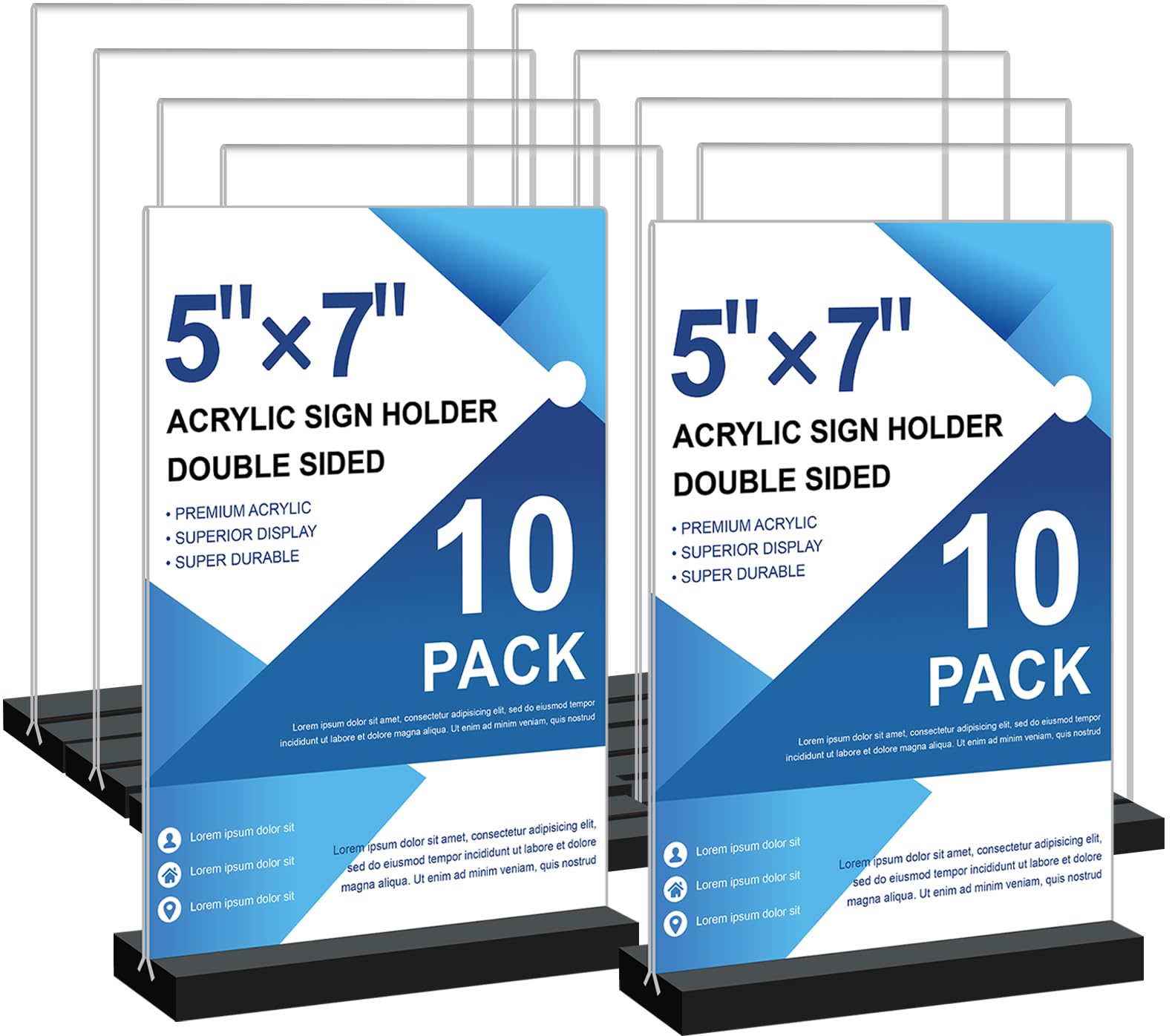 Photo 1 of Seencool Acrylic Sign Holder 5x7 - 10Pack Vertical Double Sided Acrylic Sign Stands, Clear Table Menu Display Stand Paper Holder, Plastic Flyer Holder, Vendor Booth Display Items
