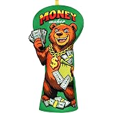 Funny Driver Headcover, Money Maker Bear Golf Driver Head Covers | Cartoon Animal Driver Cover, Embroidered Leather Golf Club Head Covers, Novelty Golf Gift for Men and Women Golfers