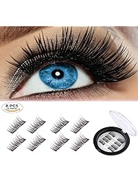 Dual Magnetic False Eyelashes,Coolgoo 3D Fiber Magnetic Lashes Extension- Best Reusable and Easy to Apply,Long Lasting Natural and Professional Eye Lash -2 Pair/8Pcs