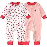 Teach Leanbh Baby 2-Pack Footless Pajamas Cotton Long Sleeve Printing 2 Way Zipper Romper Jumpsuit Sleep and Play 3-24 Months