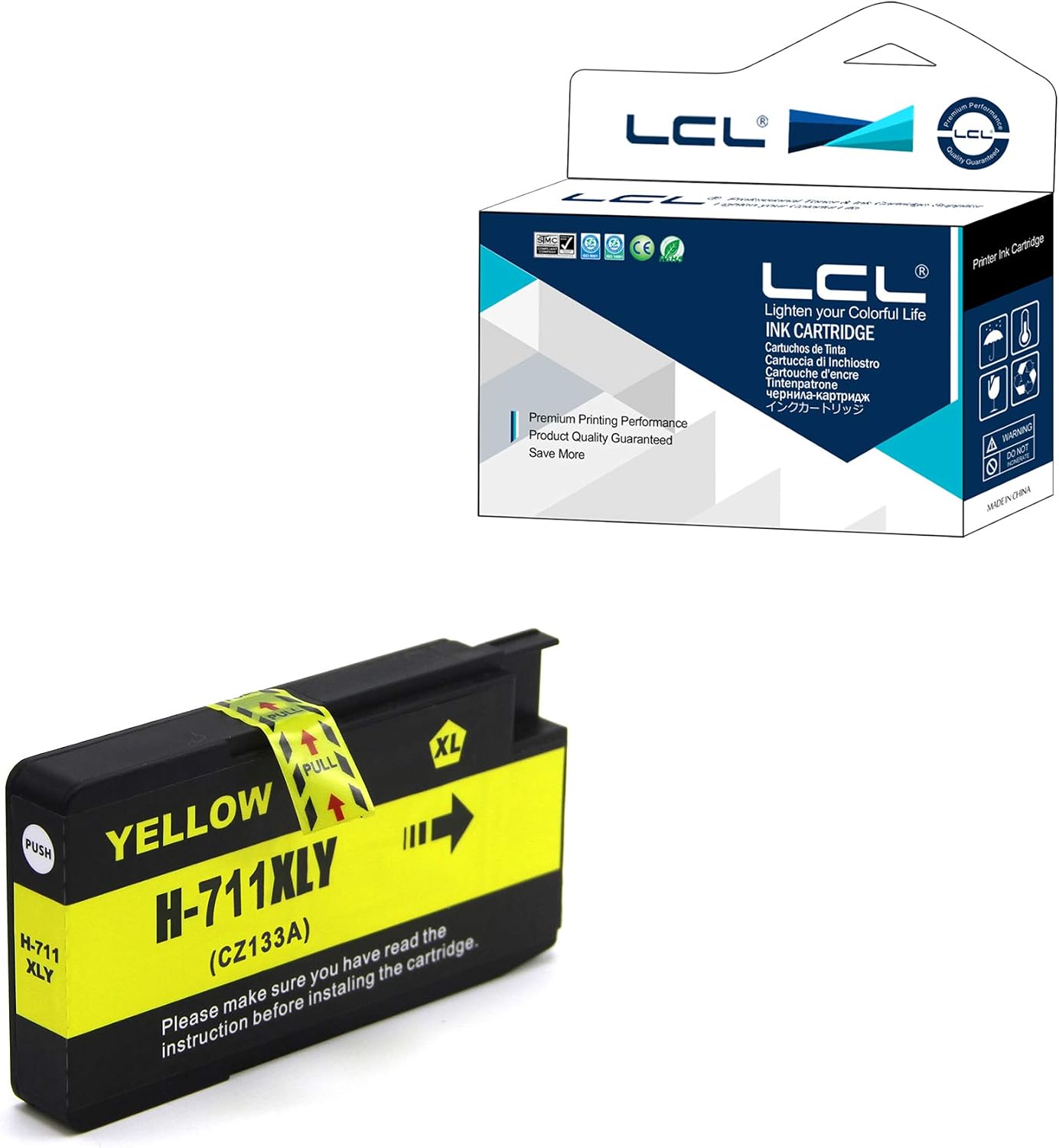 LCL Compatible Ink Cartridge 711XL 711 XL CZ132A (1Yellow) Replacement for HP Designjet T120 24 T120 610 T520 24 T520 36 T520 610 T520 914 T125 24 T530 T130 T525