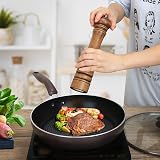 Haomacro 10 Inch Oak Wood Pepper Mill Salt Grinder Adjustable Ceramic Rotor view 6