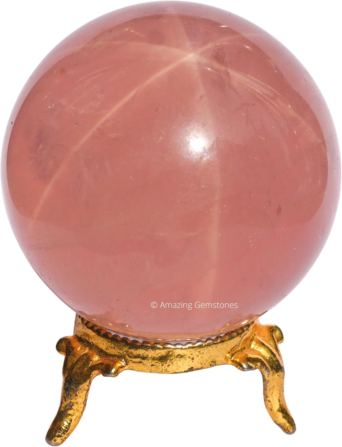 Mixed Media - Star Rose Quartz Crystal Ball with Stand - 2