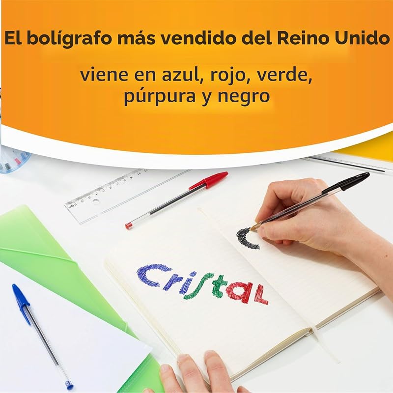 Cristal Original 8373631 - Caja de 50 Unidades, Bolígrafos Punta Media (1,0 Mm), Color Negro