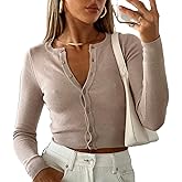 Giraropa Women's 2024 Cropped Cardigan Long Sleeve Button Down Lightweight Shrug Ribbed Knit Sweater Tops