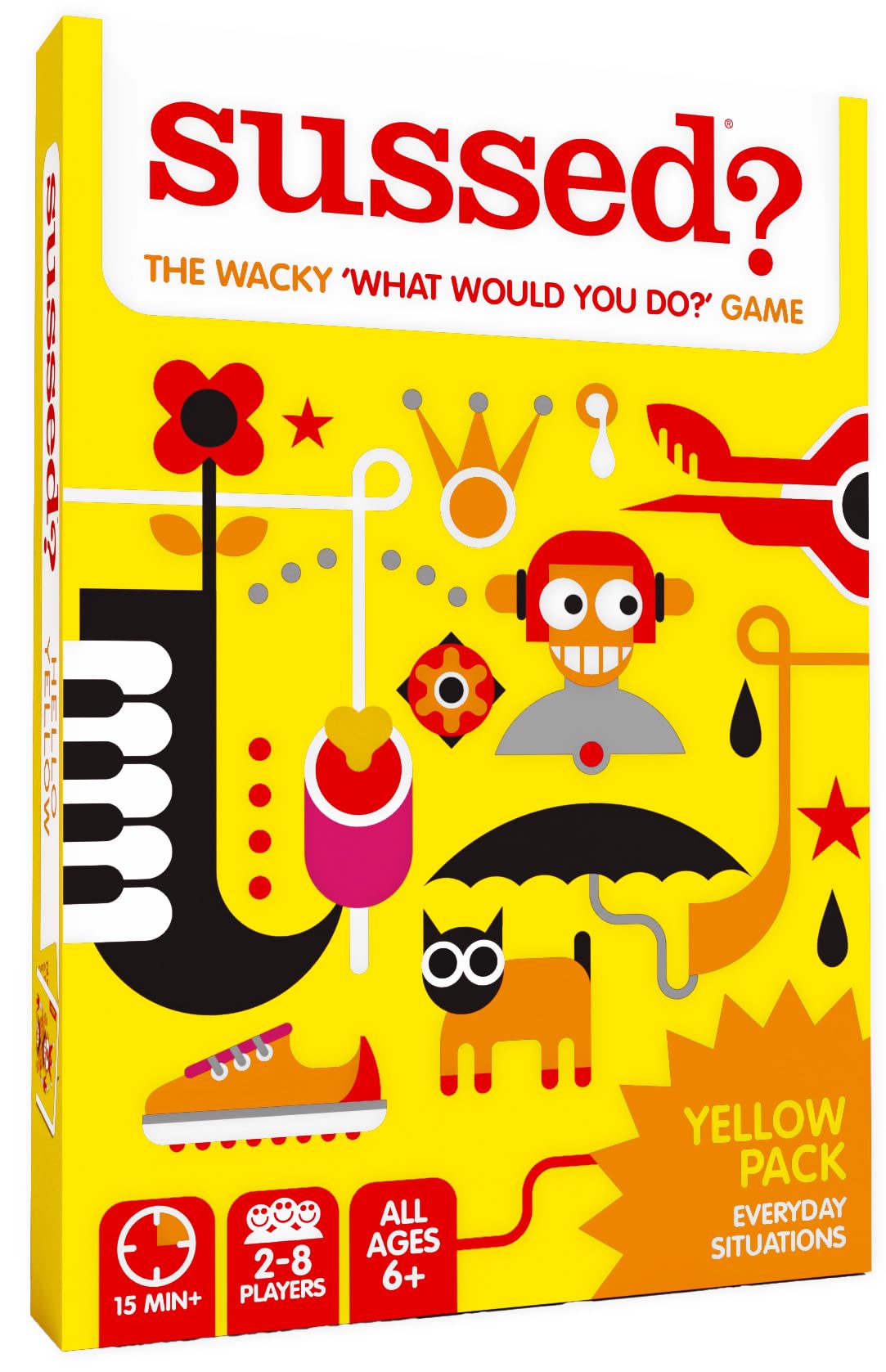SUSSED The Wacky ‘What Would You Do?’ Social Card Game - Fun & Easy for Kids - Easter Gift, Family Travel Game, Road Trip Activity - Ages 6 & Up - Yellow Pack