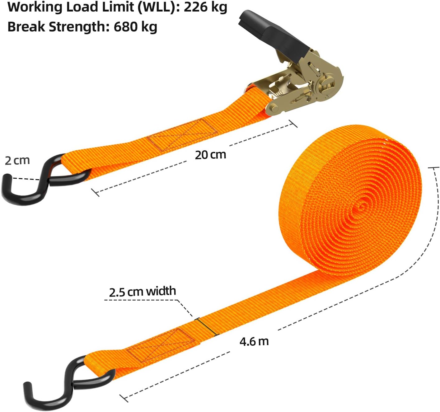 Ratchet Straps with Hook 8 Pack - Image 5