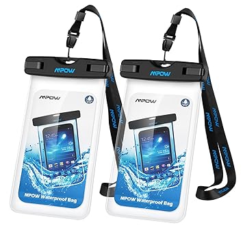 Waterproof Case[2Packs], Mpow IPX8 Watertight Sealed Underwater Dry Bag, Durable Waterproof Pouch Bag with Portable Lanyard for iPhone 7/6s, 7/6s plus, 5s, SE and Other Smartphone