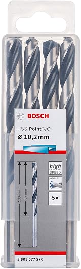 Bosch 10-piece PointTeQ HSS Twist Drill Bits 4.9 x 52 x 86 mm view 1