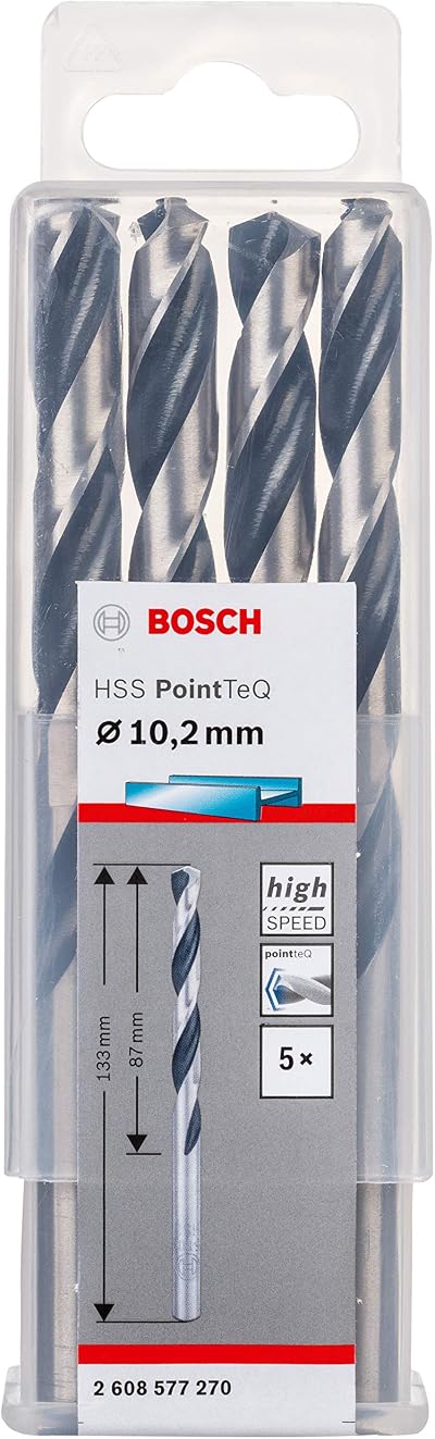 Bosch 10-piece PointTeQ HSS Twist Drill Bits 4.9 x 52 x 86 mm