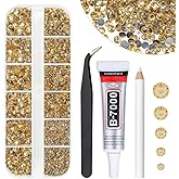 qiipii Champagne Golden Crystal Resin Rhinestones w B7000 Jewelry Glue for Bedazzling Crafting 2mm 3mm 4mm 5mm 6mm Flatback Stones Diamonds Crystals Gems for Nails Face Eyes Makeup Tumblers DIY Crafts