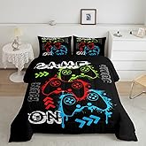 3D Gaming Comforter Set Boys Teens Gamer Video Game Controller Bedding Set Gamepad Decor Comforter Watercolor Joystick Decor 