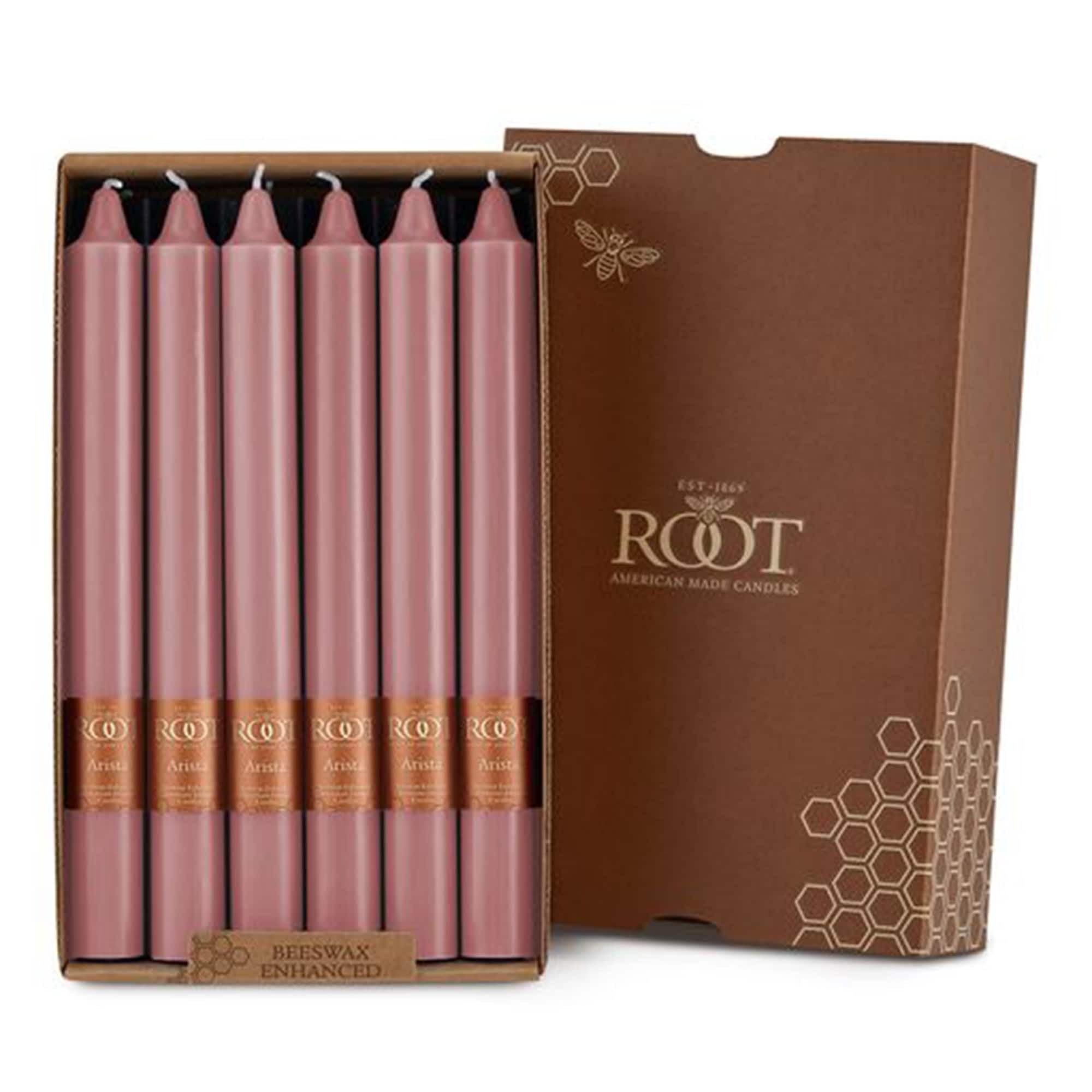 Root Candles Unscented Dinner Candles Premium Beeswax Blend Boxed Candle Set, 9-Inch, Dusty Rose, 12-Count Image