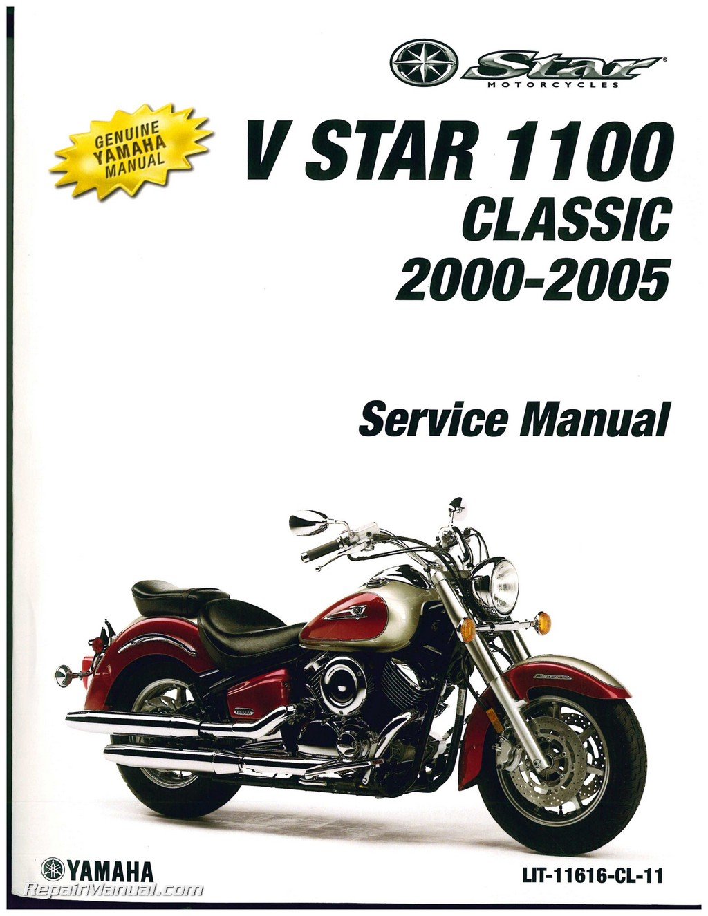 LIT-11616-CL-11 Used 2000-2005 Yamaha XVS1100 V-Star 1100 Classic  Motorcycle Service Manual Paperback – 2004