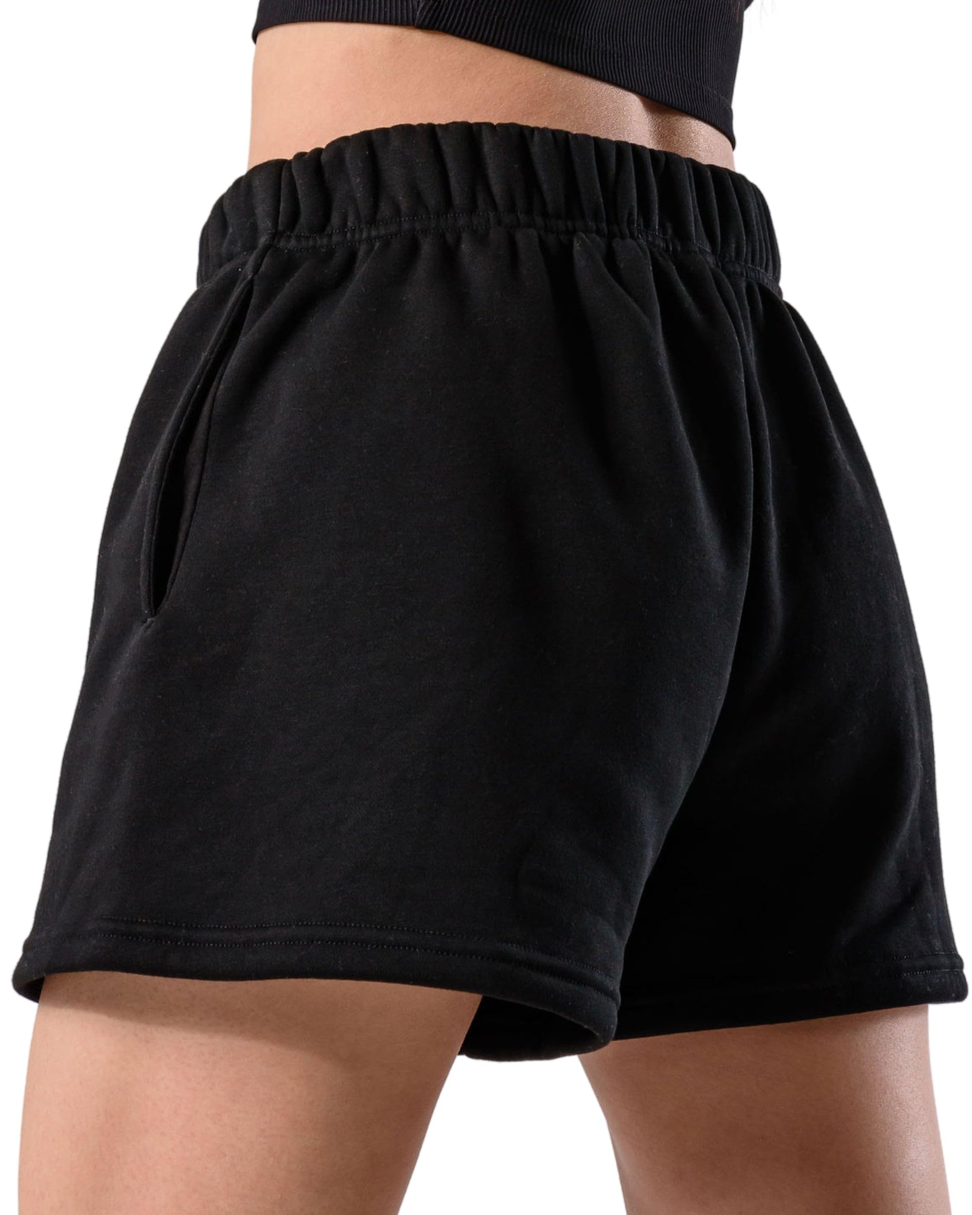 Photo 1 of ***(heavily used/ minor damage)***Kamo Fitness CozyTec Sweat Shorts Women High Waisted Lounge Comfy Casual Cotton Shorts with Pockets (Black, S)