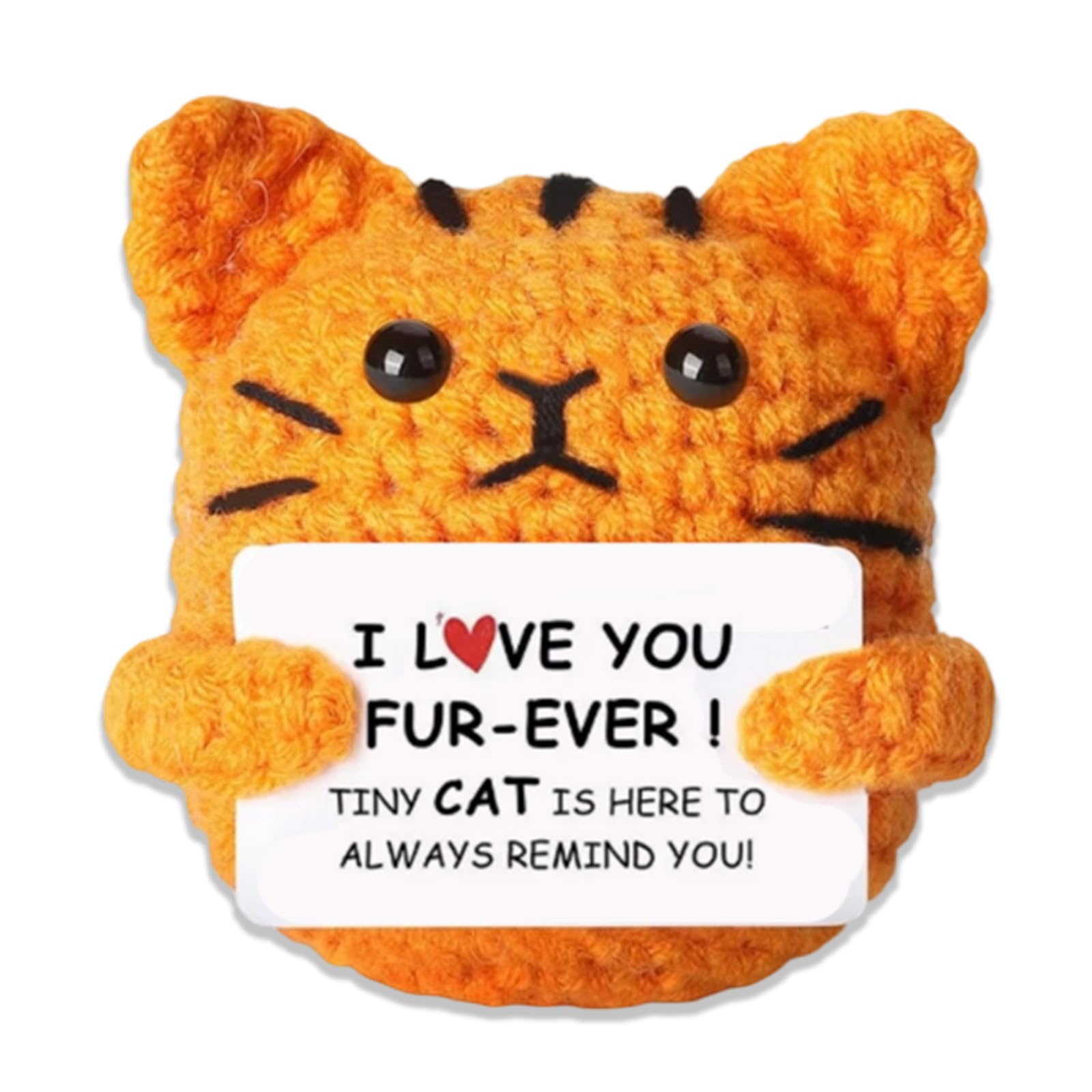 Positive Cat, Cute Emotional Support Gift, Valentine's Day Gifts, Crochet Cat Gift for Women, Positive Gifts for Mum, Dad, Friend