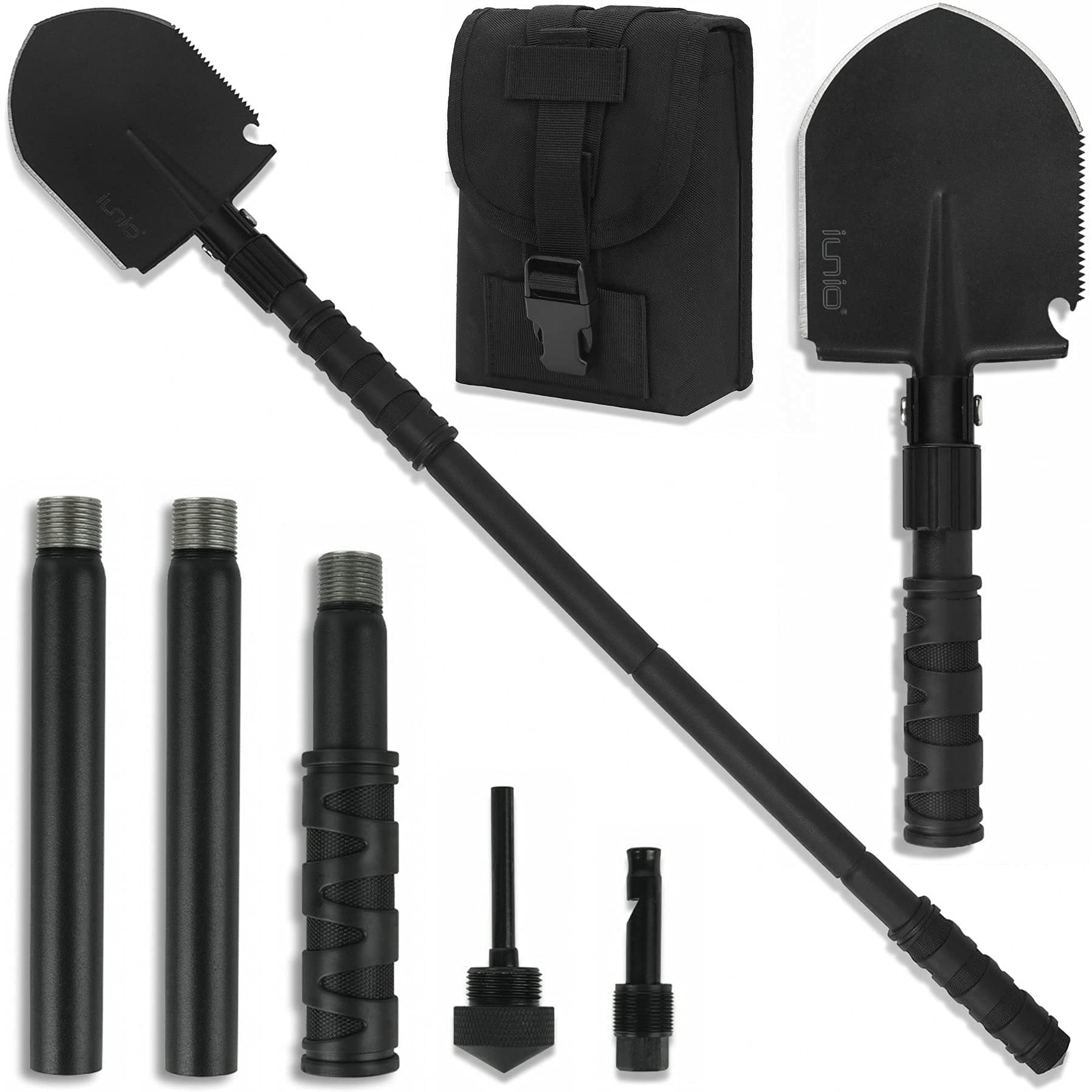 Photo 1 of Folding Camping Shovel 31inch, Heavy-Duty Survival Shovel with Pickaxe, Carbon Steel Military Entrenching Tool, Collapsible Spade for Disaster Cleanup, Car Emergency, Off-Road, Trenching, Gardening