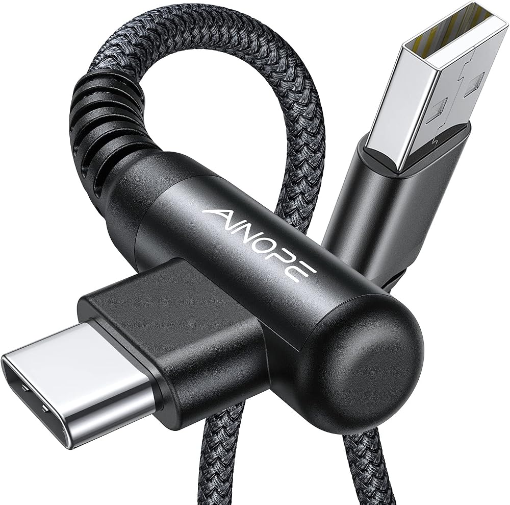 AINOPE USB C Charger Cable 2 Pack 2M Right Angle 3.1A Nylon Braided