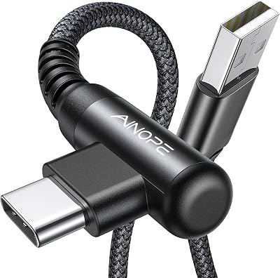 AINOPE USB C Charger Cable 2 Pack 2M Right Angle 3.1A Nylon Braided