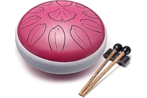 Lronbird Steel Tongue Drum Percussion, 6 Inch 11 Notes Musical Instruments, Music Gifts for Family Friends (Pink)