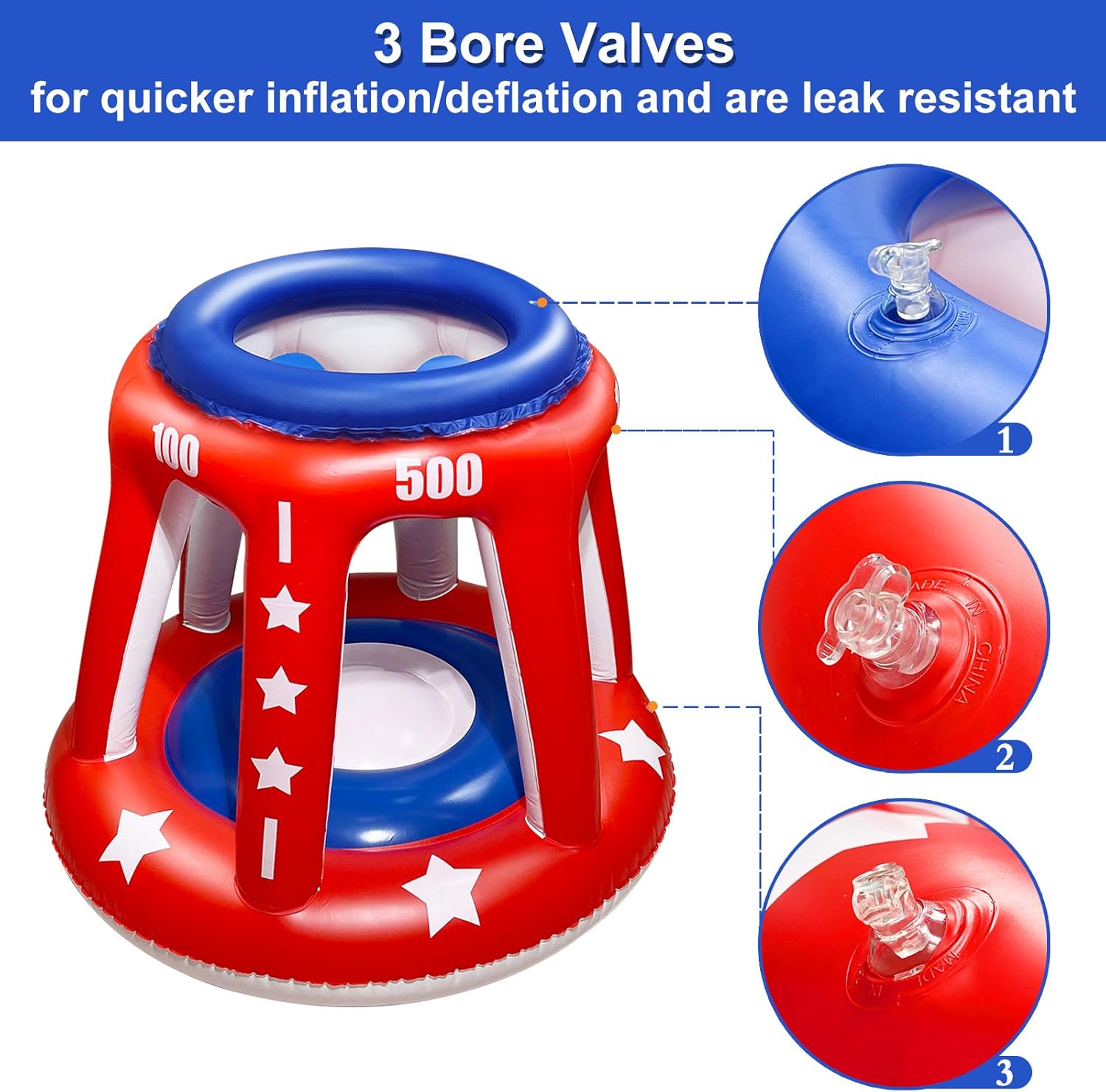 TURNMEON 4 In 1 Set Giant 36'' Inflatable Pool Basketball Hoop with 3 Balls 6 Score Hole Swimming Pool Party Game Toys Kids Adults Family Volleyball Beach Ball Toss Game Summer Outdoor Water Toy Sport: Sports & Outdoors