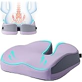 Seat Cushions for Office Chairs Wheelchair Cushion for Long Sitting Back Pain,Memory Foam Seat Car Computer Desk Chair Cushion,Coccyx Cushion for Tailbone Pain Relief Office Chair Butt Pillow Purple