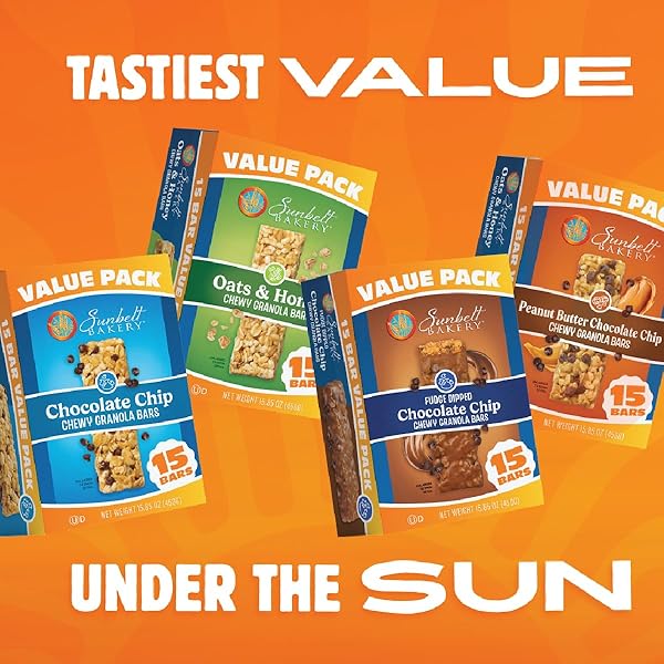SUNBELT BAKERY FUDGE DIPPED CHOCOLATE CHIP CHEWY GRANOLA BARS, VALUE PACK, 15 COUNT (PACK OF 1)