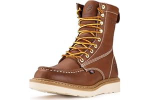 SUREWAY 8in Wedge Moc Toe Work Boots for Men - Soft Toe,Premium Full-Grain Leather,Safety Work Boots/Shoes,Comfort Insole,Oil/Slip Resistant,GoodyearWelt,EH Rated Industrial Construction