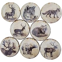 8-Pack Wooden Beach Theme Cabinet Knobs - 1.8" Round Surf Ocean Drawer Pulls For Furniture