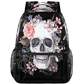 DJYQBFA Kids Backpacks for Girls Boys Adult 12 x 5.9 x 18 in | Skull Backpack, Waterproof Polyester, Laptop Compartment, Adjustable Shoulder Strap, for School Kindergarten Toddler