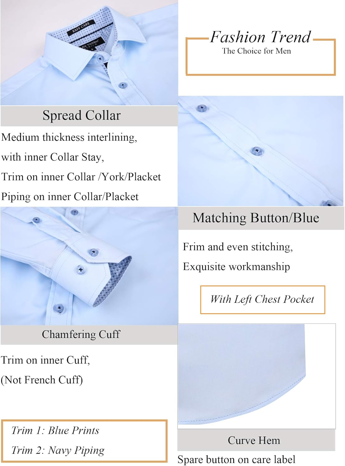 Alex Vando Mens Dress Shirts Wrinkle Free Regular Fit Stretch Bamboo Men Shirt at  Men’s Clothing store