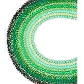 Beadthoven 1260pcs 4mm Crystal Glass Beads Frosted Faceted Rondelle Green Gemstone Beads Set Glass Seed Beads Loose Spacers Strands for Jewelry Making DIY Accessories Bracelet Necklace