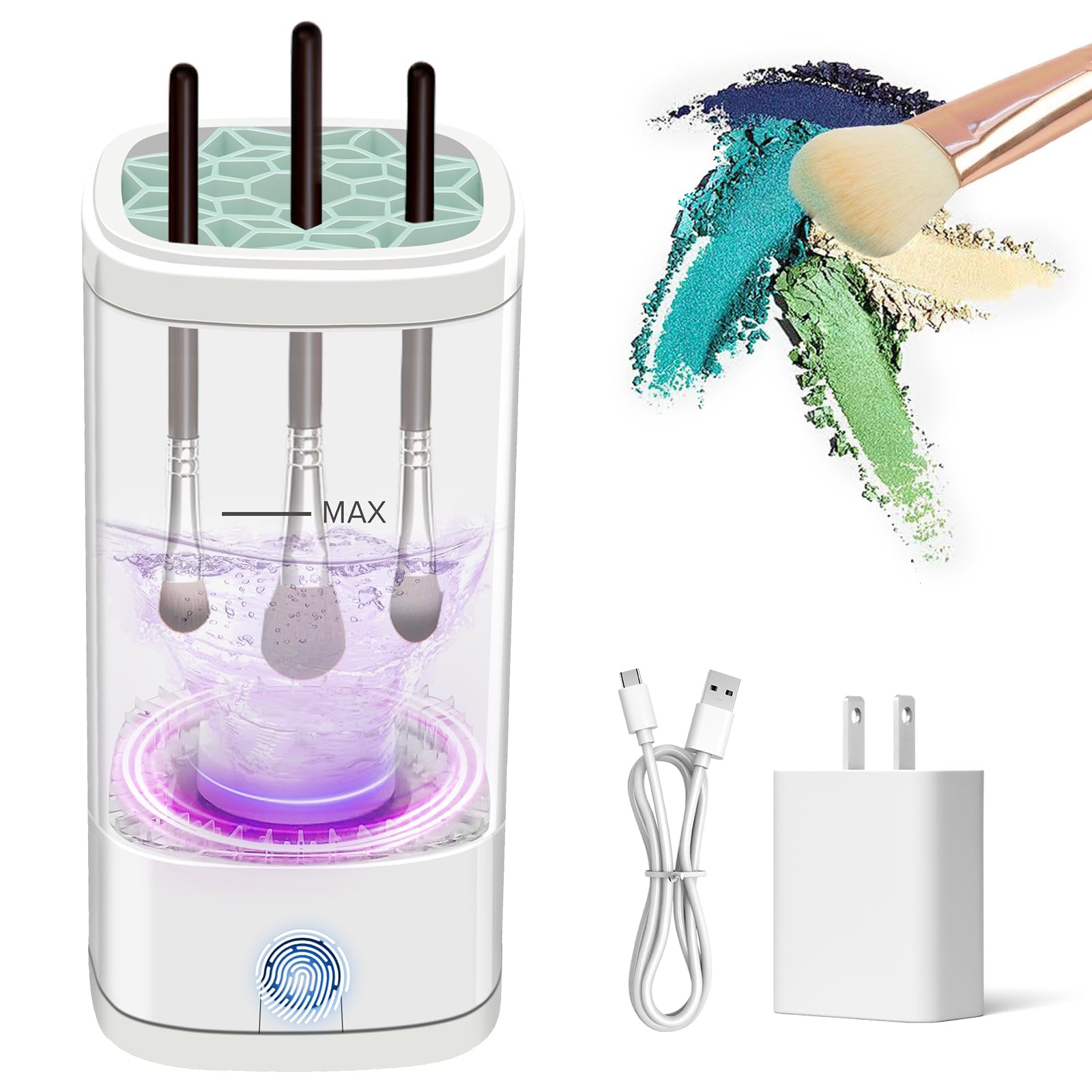 Photo 1 of Electric Makeup Brush Cleaner, Multi-Functional Cosmetic Brush Cleaner, Portable Automatic Makeup Brush Cleaning Solution With Dryer-Holder, Charger, USB-C cable, Beauty Gift for Women