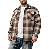 SONICDEGREE Men Flannel Shirt Big and Tall Plaid Shirt Jacket Long Sleeve Button Soft Brushed Shacket, 3XL-7XL