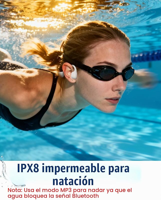 Auriculares Conducción Ósea Natación, IPX8, Bluetooth 6.0, MP3 8 GB