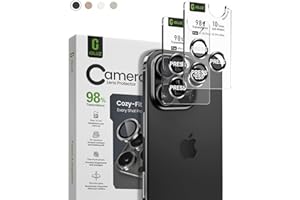 iGluz 2 Pack Anti-Reflection Camera Lens Protector for iPhone 16 Pro/iPhone 16 Pro Max [Anti-fog Coating][1-Step Installation Tray][Strong Adsorption] 9H Shatterproof Tempered Glass-Black Titanium