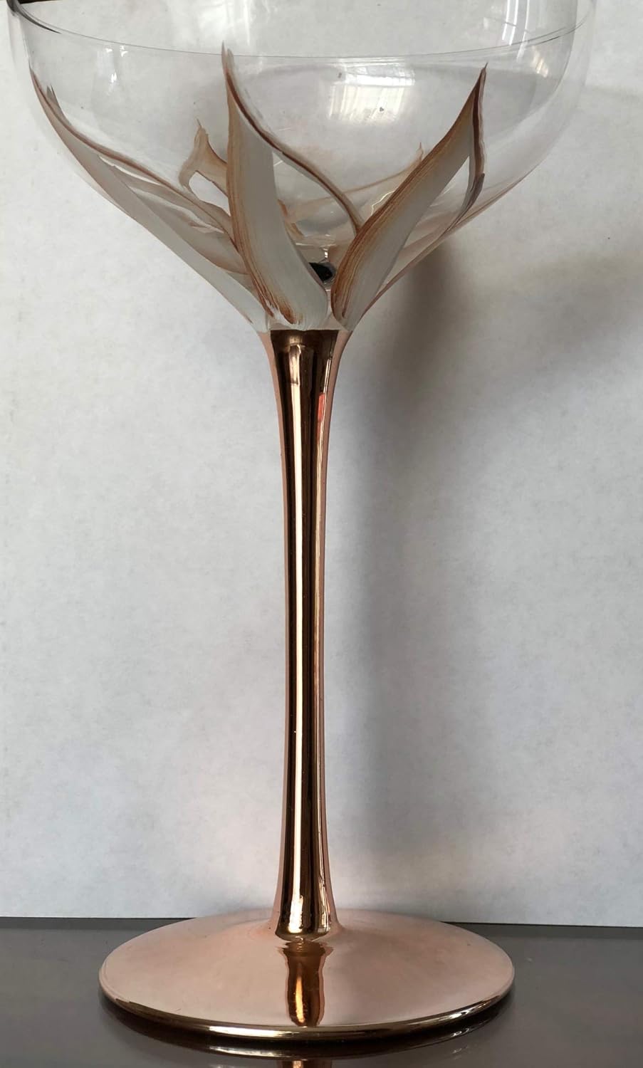 Copper, Rose Gold Saucer Champagne Glasses Set of 2 Handmade