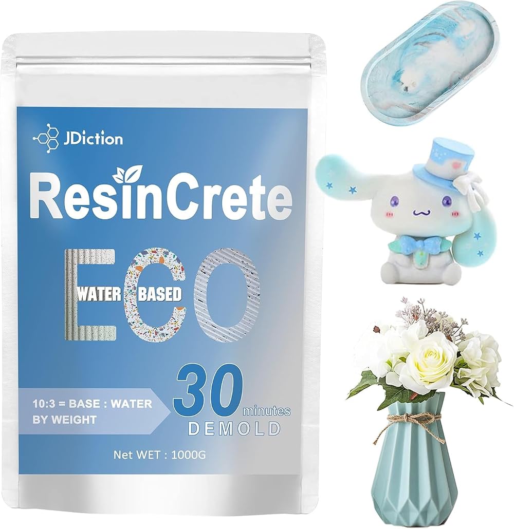 JDiction ResinCrete 1000g Water Based Casting Resin Fast Curing Terrazzo Coating