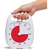 Time Timer Plus 60 Minute Desk Visual Timer &mdash; Countdown Timer with Portable Handle for Classroom, Office, Homeschooling, Study Tool with Silent Operation (White)