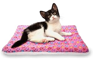 FJWYSANGU Fluffy Pet Cat Blanket Soft Coral Velvet Pet Puppy Cushion Mat Warm Cover Soft Pad Mat M Pink
