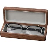 HUACUESY Solid Wood Glasses Case, Cherry/Walnut, 6.3x2.7x1.6in | Solid Wood, Velvet Lining, Brass Hinges, Hard Shell, Wax Oil Finish, for Reading/Prescription Glasses