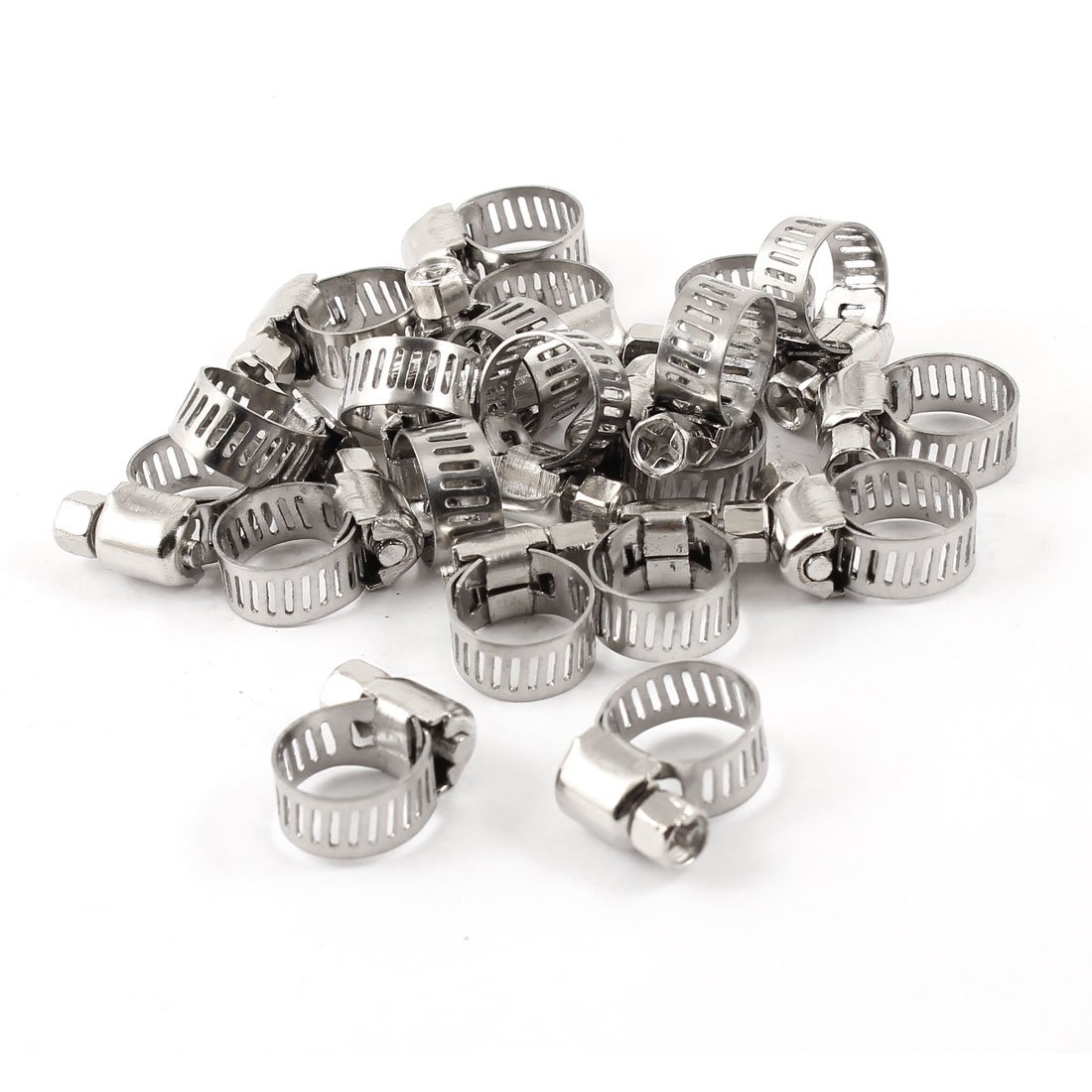 Sourcingmap Adjustable 6-12mm Range Worm Gear Hose Clamps 20PCS Silver Tone