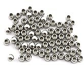 RuiLing 50-Pack 304 Stainless Steel Smooth Round Spacer Beads 2mm Hole,Seamless Loose Beads for Jewelry Making Findings DIY Crafts Accessories 4mm(Silver)