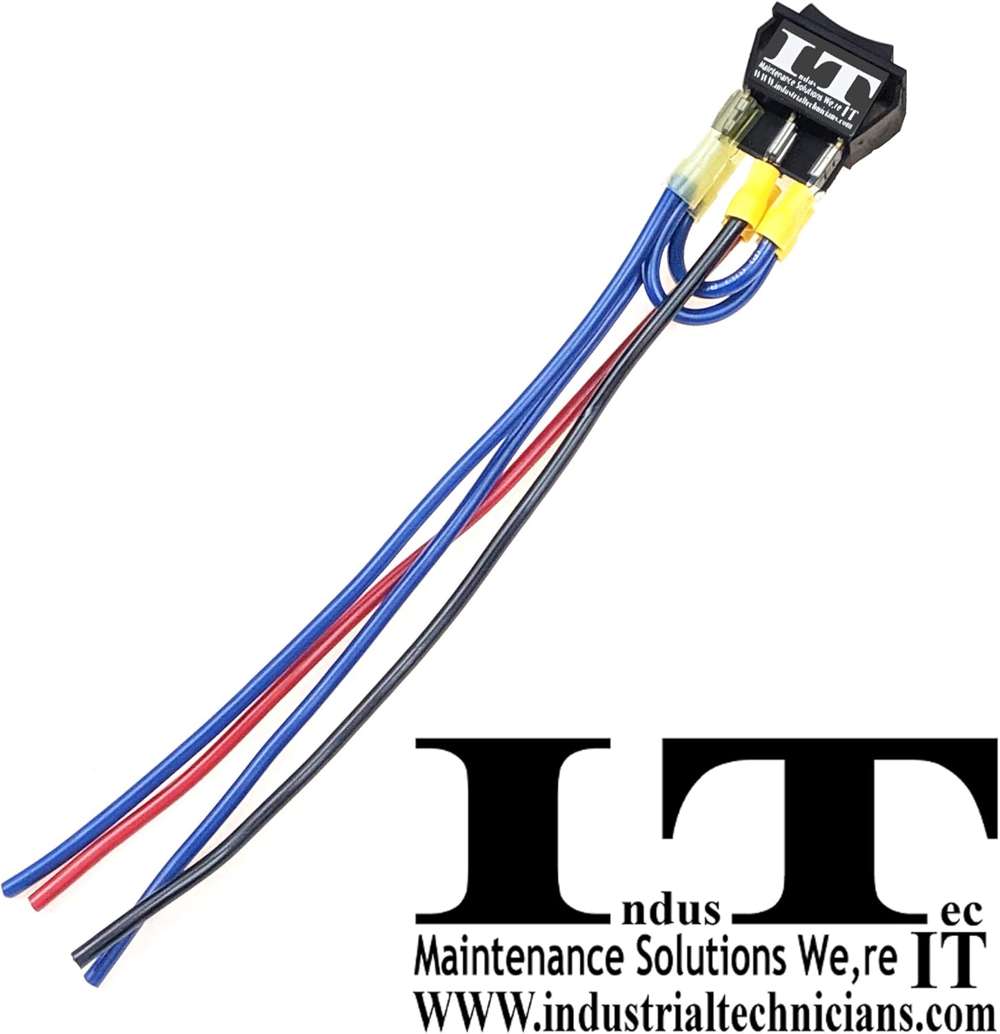 IndusTec Wired 20 AMP 12V - DC Motor Polarity Reversing Rocker 3 Position Momentary automatic reset Switch - - 