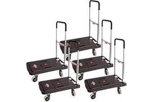 Magna Cart 5 Pack Collapsible Dolly Cart, Rolling Trolley with Wheels, 300 Lbs