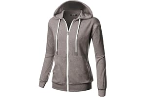 GIVON Basic Lightweight Zip-Up Hoodie Long Sleeve Thin Jacket for Women with Plus Size