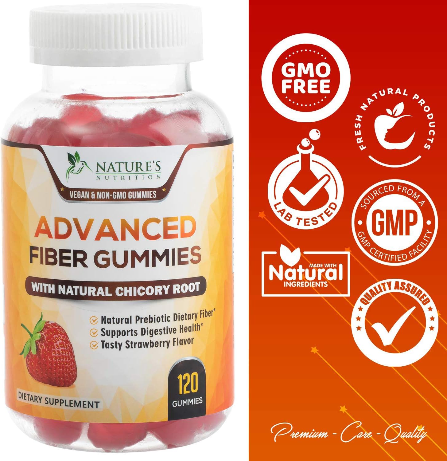 Fiber Gummies for Adults Extra Strength Inulin Gummy 300mg - Natural Dietary Fiber Supplement for Digestion, Heart & Natural Weight Support - 120 Gummies: Health & Personal Care