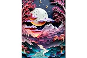 VEGUUDE Diamond Art Kits for Adults,5D Diamond Painting Kits for Adults,Hills River Diamond Painting Diamond Art with Round Full Drill Diamond Dots DIY Gem Crafts Kits for Home Decor Gift-11.81x15.74inch